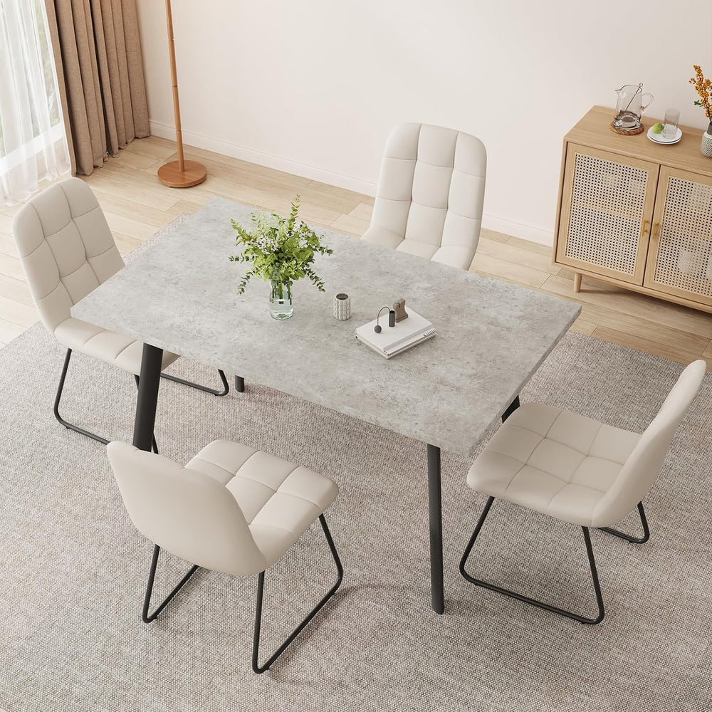 ZckyCine 47.2" Modern Grey Dining Table Set for Small Spaces, 5-Piece Se...
