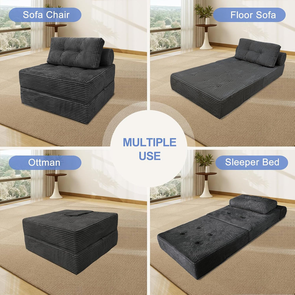 Sectional Cloud Couches, Folding Sofa Bed with Pillow, Futon Floor Couch