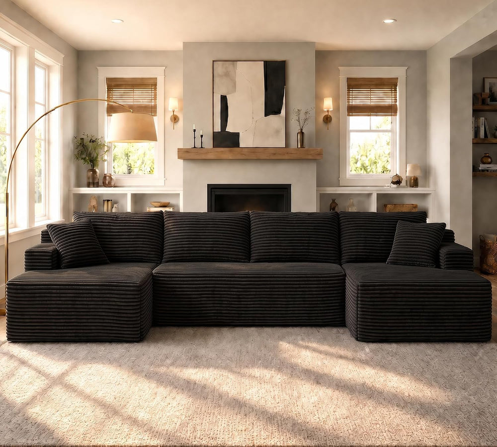 134 Inch Modular Sectional Sofa, Cloud Couch for Living Room | Modern Corduro...