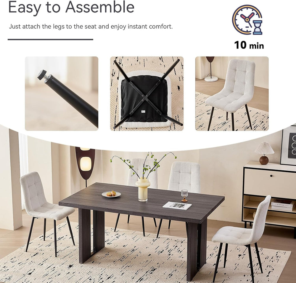 Corduroy Dining Chairs Set of 4, Modern Upholstered Fabric Kitchen Chairs wit...