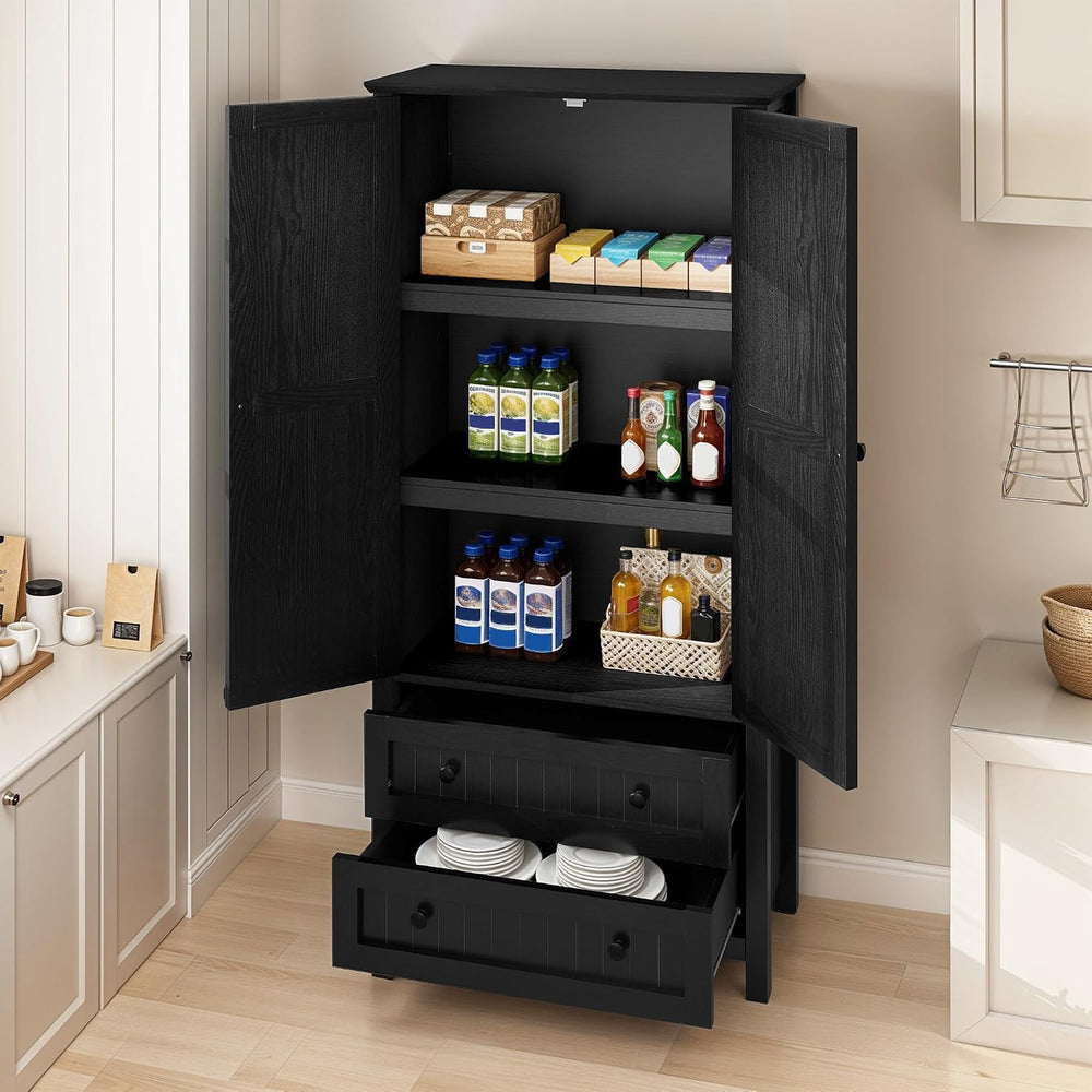 DWVO Farmhouse Kitchen Pantry Cabinet, 64.5" Tall Storage Cabinet with 2...