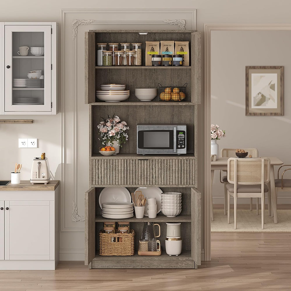 IDEALHOUSE Tall Storage Cabinet, 70" Kitchen Pantry Cabinet with Doors, ...