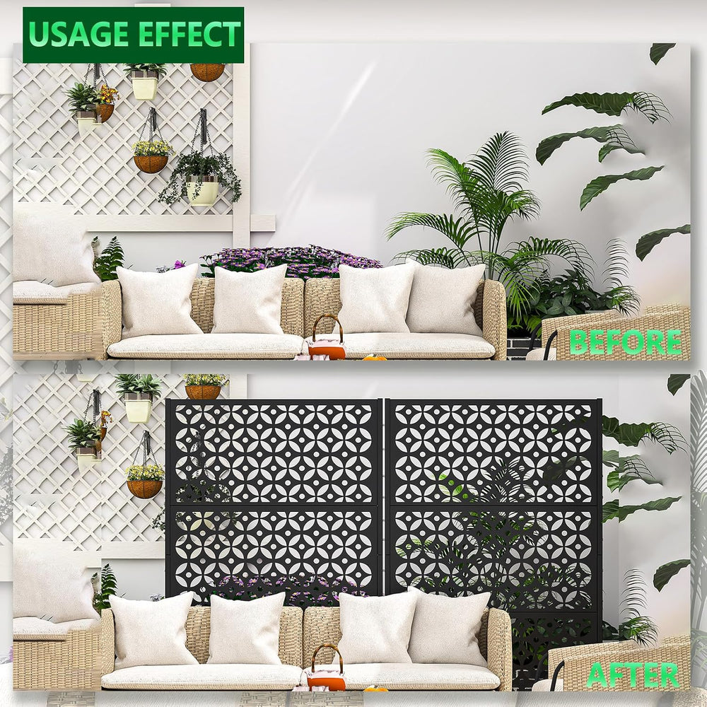 Metal Outdoor Privacy Screen Freestanding Privacy Screens,72" H x 46&quo...