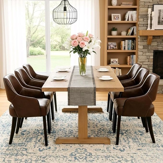 PU Leather Dining Chairs Set of 6 Upholstered Farmhouse Kitchen Chair Side Ch...