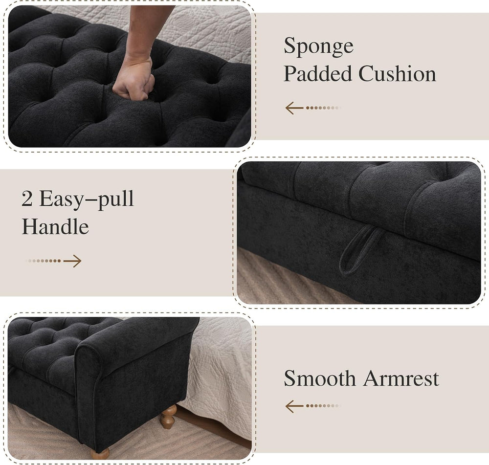 Chifee & Vingol 65" Storage Ottoman Bench Upholstered End of Bed Ben...