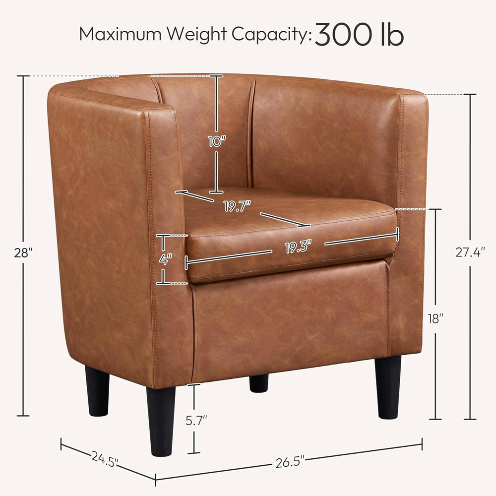Yaheetech Barrel Accent Chairs Set of 2, Modern Armchairs, Brown