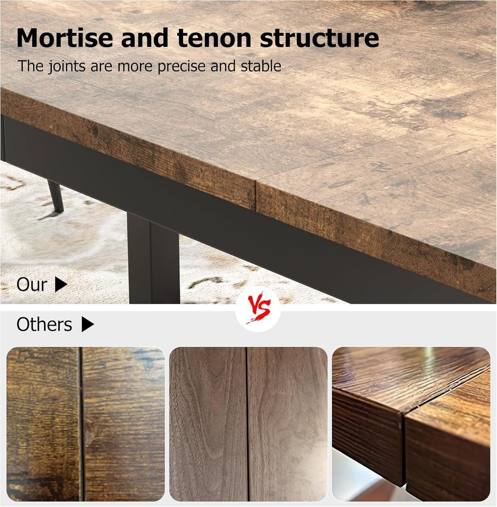 79 Inch Industrial Dining Table, Large Rectangle Kitchen Table with Metal Leg...