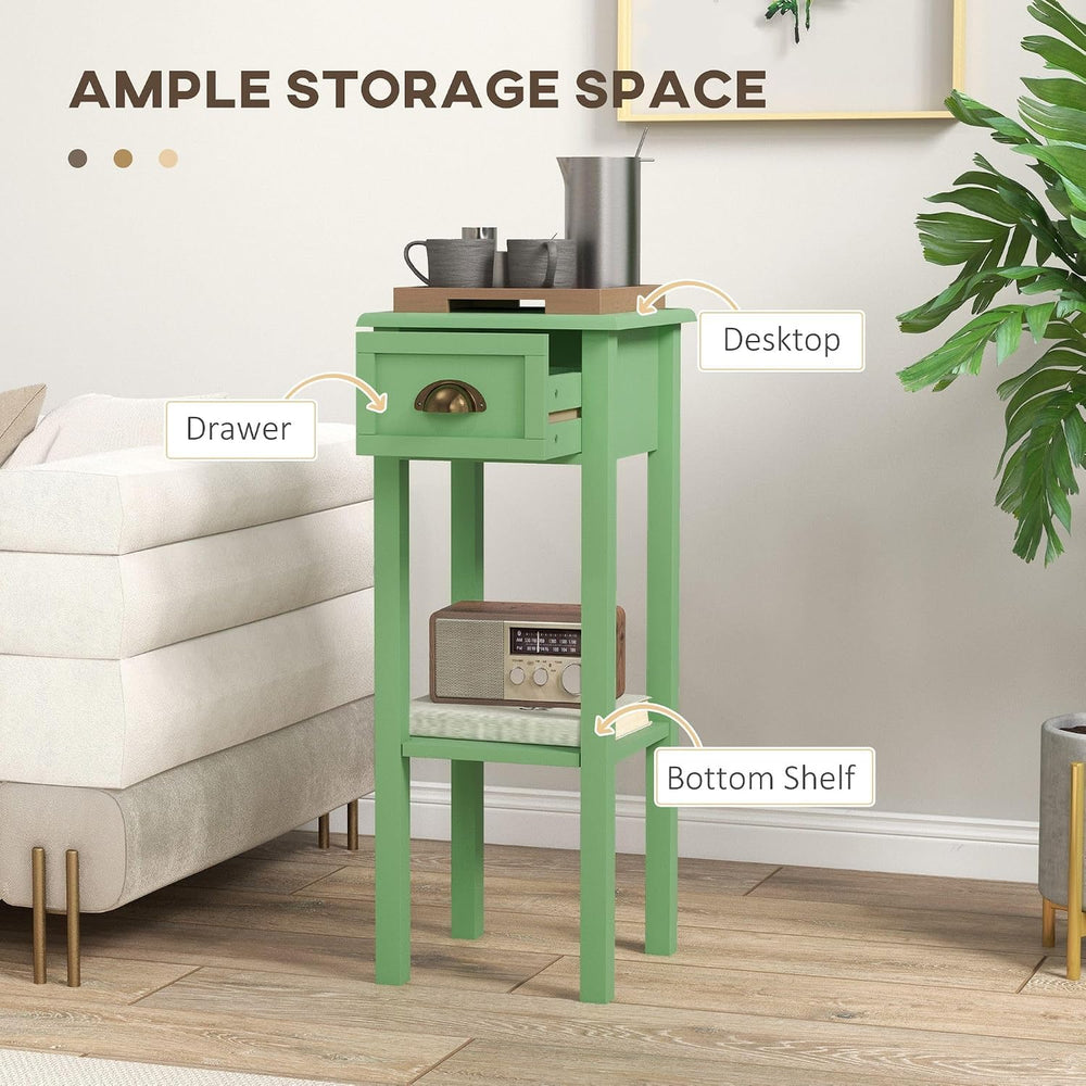 Green MDF Side Table with Storage