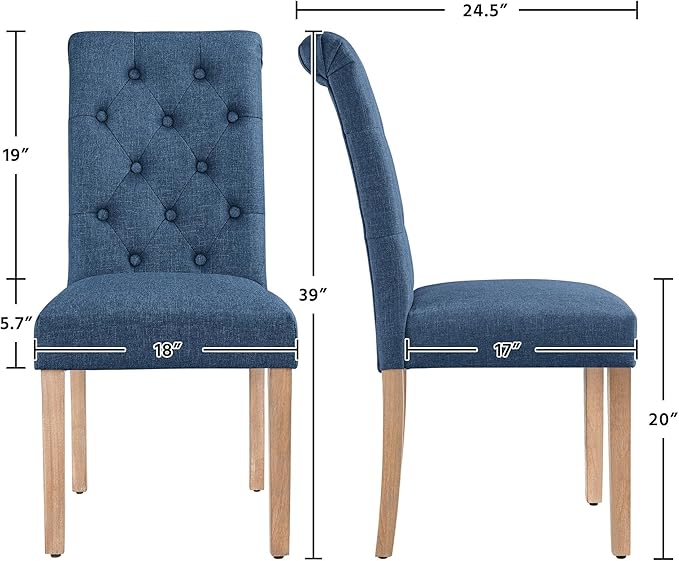 Yaheetech Dining Chairs Set of 6 Fabric Upholstered Dining Room Chairs with B...