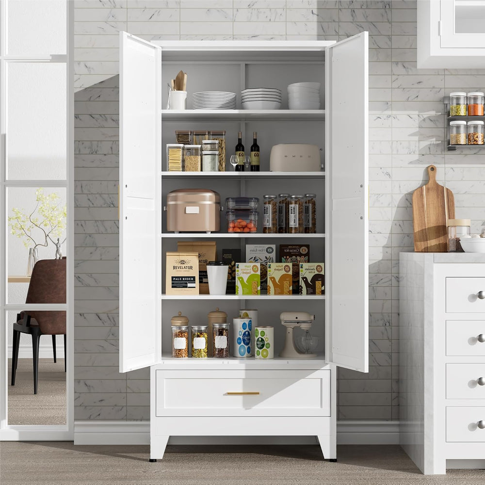 LCAOPC 71" Tall Metal Pantry Storage Cabinet with Drawer and Adjustable ...