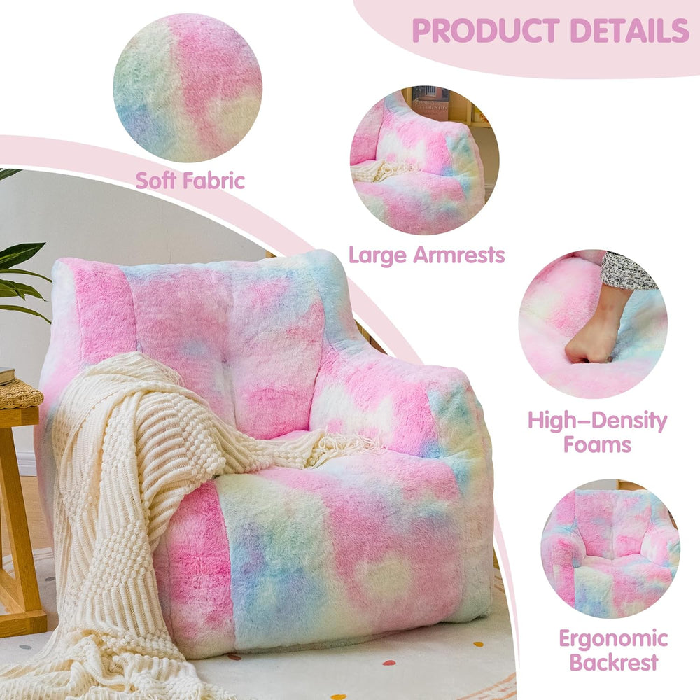 Bean Bag Chair with Filling, Faux Fur Comfy BeanBag Chairs for Teens, Adults,...