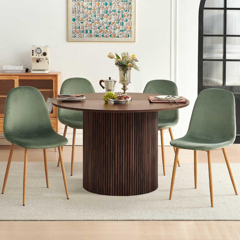 Dining Table Set for 4, Mid Century Modern 47 Inch Wooden Round Dining Table ...