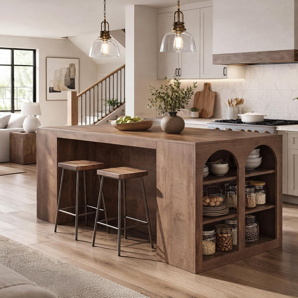 Tribesigns 78.7" Large Kitchen Island Table with Storage & Seating S...