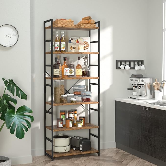 NUMENN 6 Tier Bookshelf, Tall Bookcase Shelf Storage Organizer, Modern Book S...