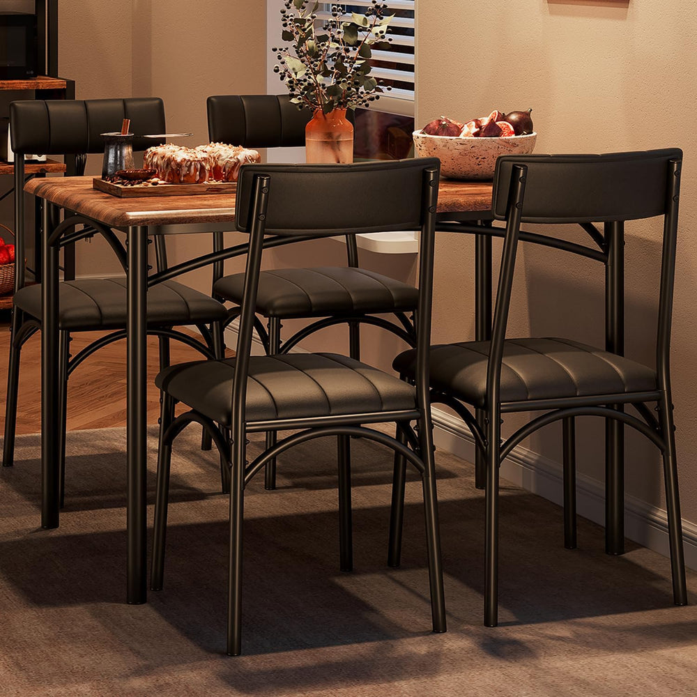 GarveeHome Dining Table Set for 4, Kitchen Table with 4 Upholstered Chairs, W...