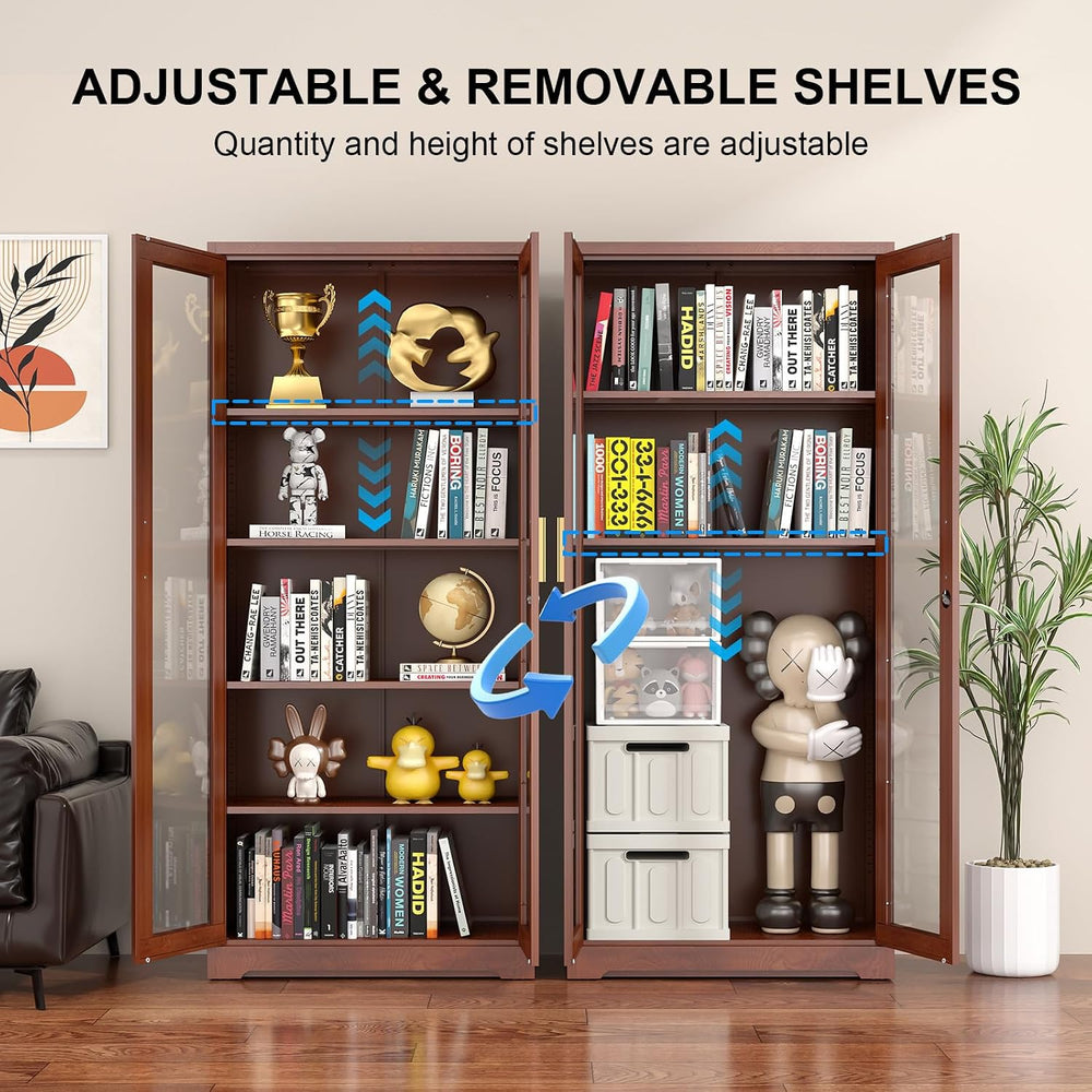 Polup Glass Display Cabinet, Display Case with Glass Doors and Shelves, Metal...