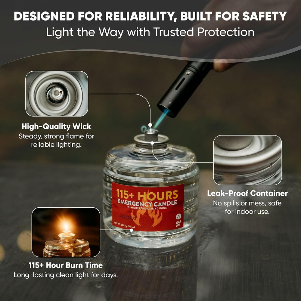 GasOne 115+ Hours Emergency Candle Set – 8-Pack Liquid Candles – Clean Burnin...