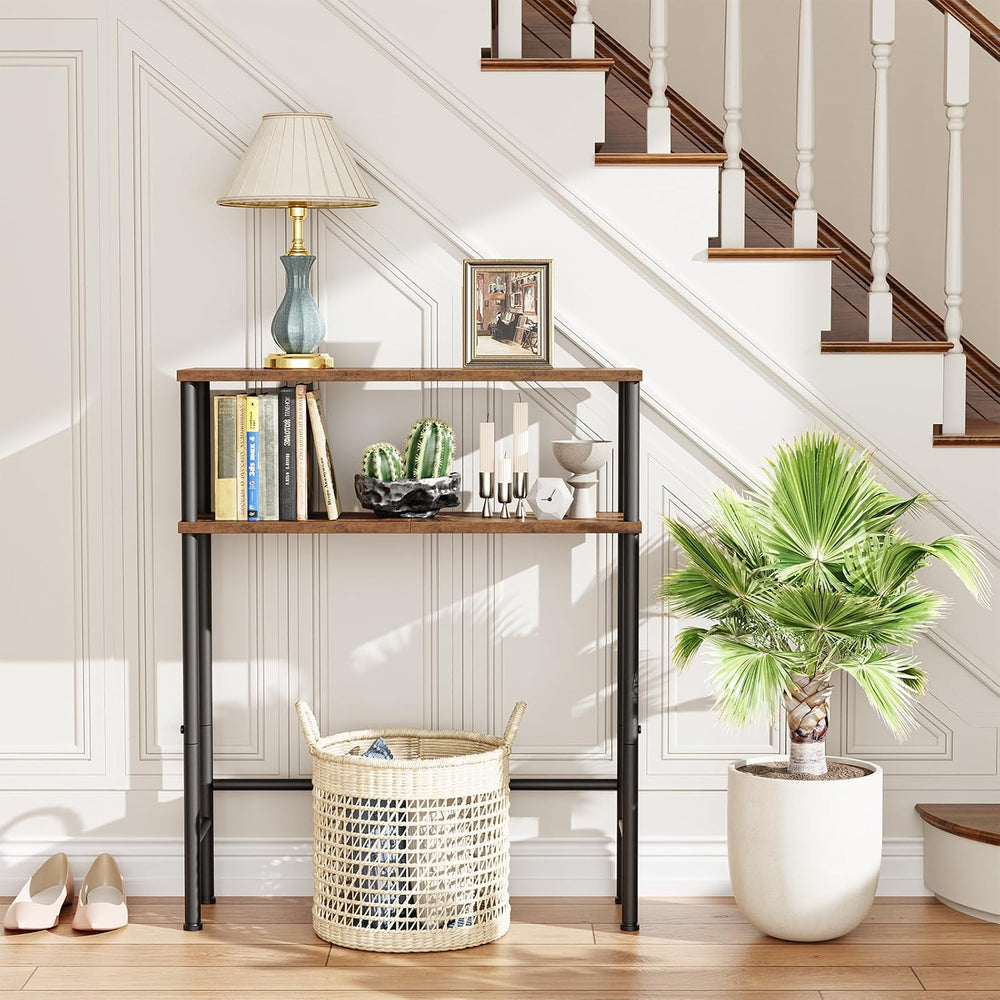 Asgolion Narrow Console Table, 23.6" Small Entryway Table, 2-Tier Sofa T...