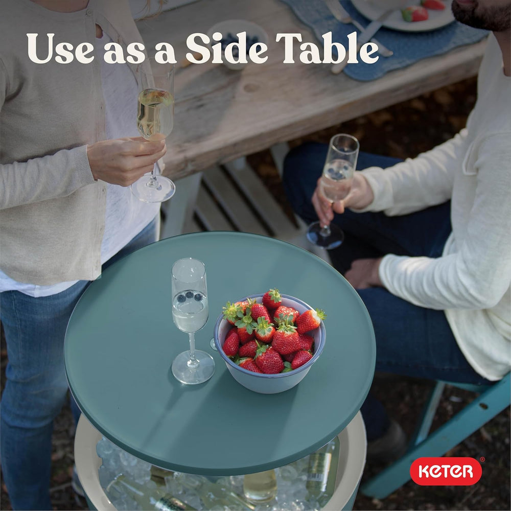 Keter Modern Cool Bar Outdoor Patio Furniture and Hot Tub Side Table with 7.5...