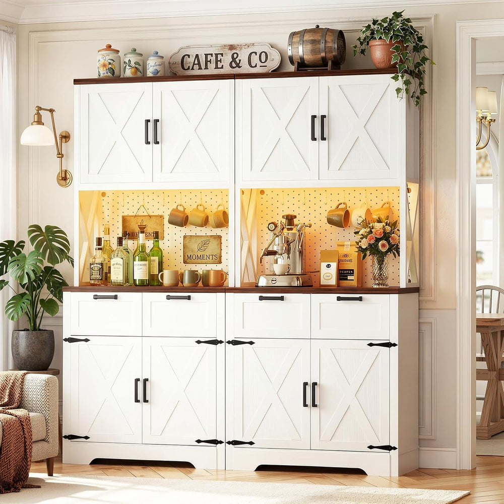 Unikito Pantry Cabinet with Microwave Countertop, 71" Tall Kitchen Pantr...