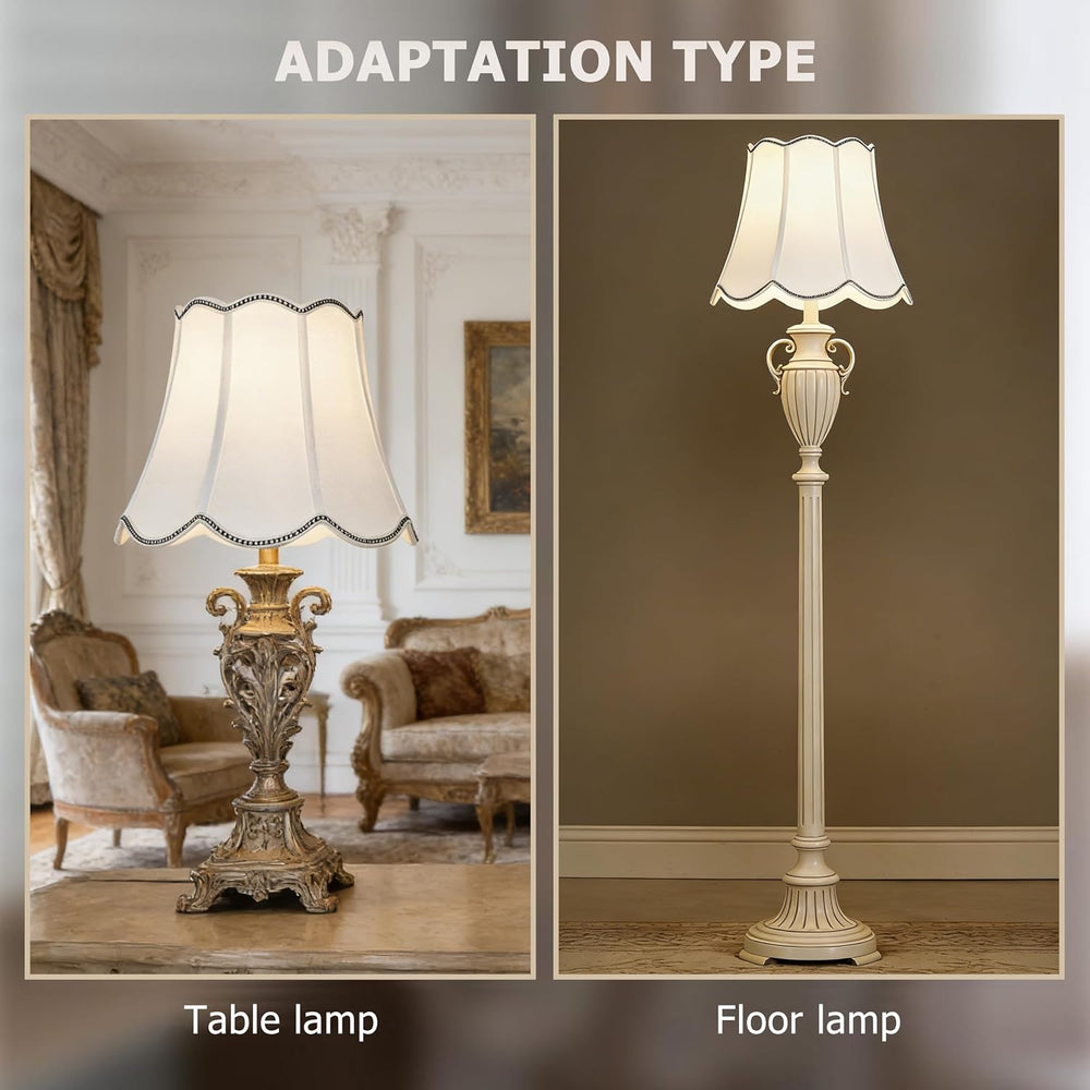 PAPAYA Lamp Shades Set of 2 8"x13"x11" Scalloped Lamp Shade Be...