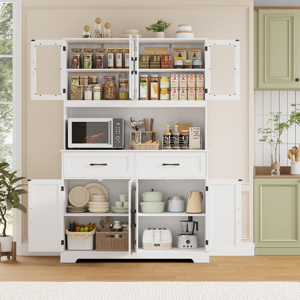 BOTLOG 71" Large Pantry Storage Cabinet with Microwave Stand | Tall Hutc...