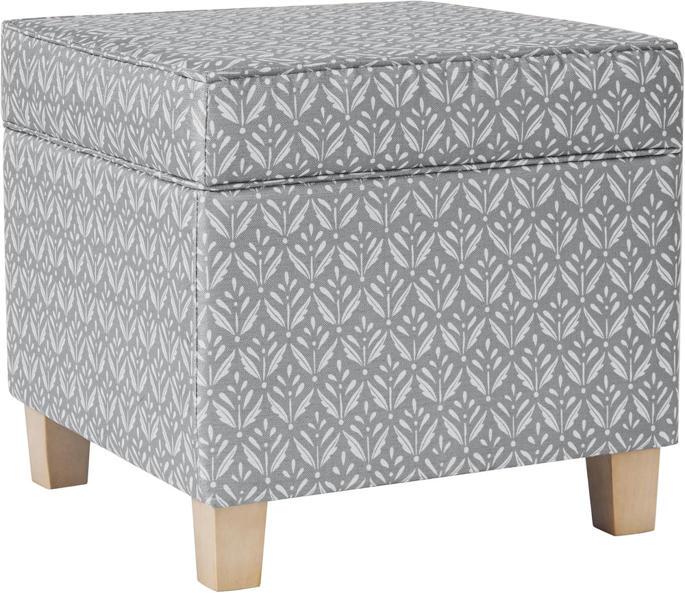 HomePop 18" Classic Square Storage Ottoman - Light Grey Print
