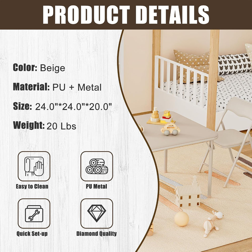 GAOMON Boys and Girls Folding Table and Chairs Set of 3, Portable Table and C...