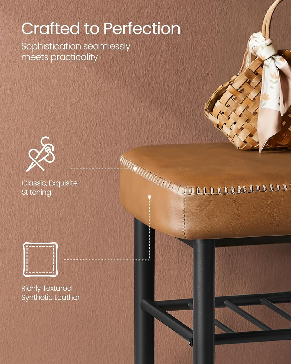 VASAGLE EKHO Collection - Shoe Rack Bench, Storage Bench for Entryway, Synthe...