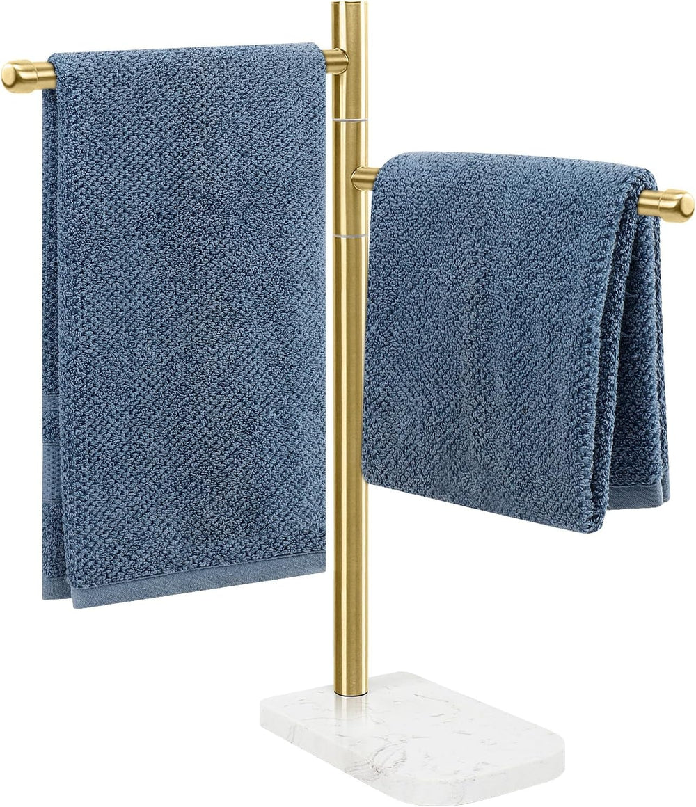 Hand Towel Holder, F-Shape Hand Towel Stand with Marble Base, Stainless Steel...