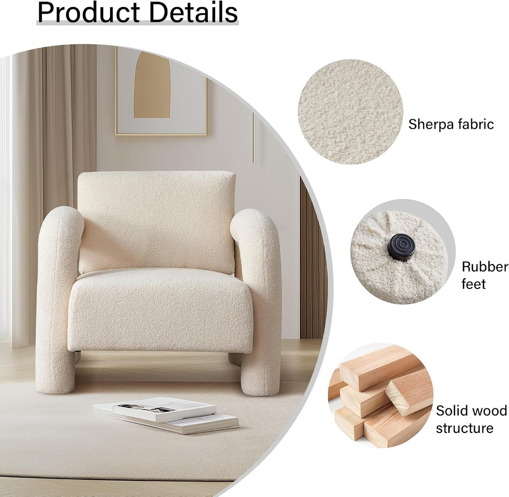 33.5" Modern Accent Chair, Velvet Single Sofa for Living Room,Comfy Arm ...