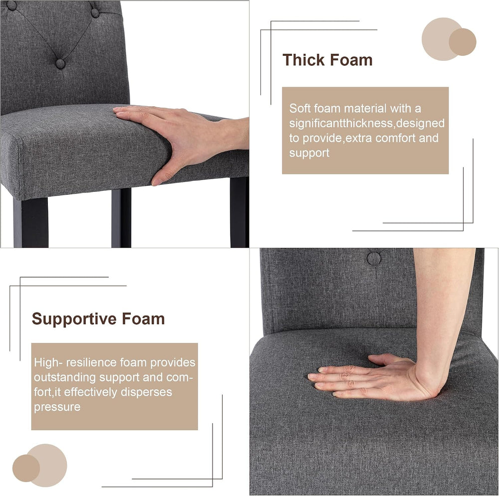 VECELO Upholstered Dining Chairs Set of 6, Modern Fabric and Solid Wood Legs ...