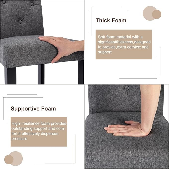 VECELO Upholstered Dining Chairs Set of 4, Modern Fabric and Solid Wood Legs ...