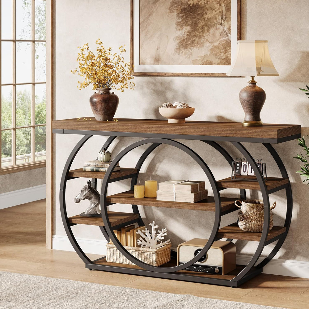 Tribesigns 47" Console Table for Living Room, 5-Tier Industrial Entryway...