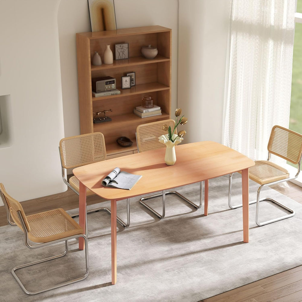HOMCOM Solid Wood Dining Table for 6 People, 59" Long Rustic Rectangular...