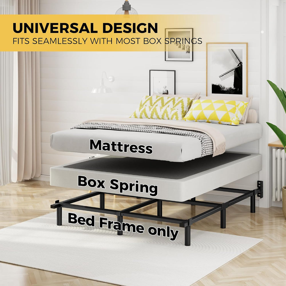King Size Bed Frame, 7 Inch Heavy Duty Metal Base for Box Spring, 9 Legs