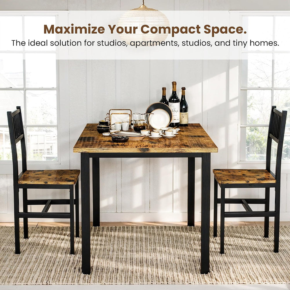 3 Piece Dining Table Set for 2, Small Wooden Kitchen Table Set with Chairs, S...