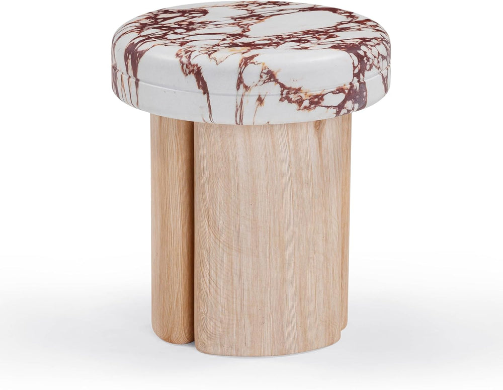 Tov Furniture Sheila Wood and Breccia Capraia Textured Concrete Side Table