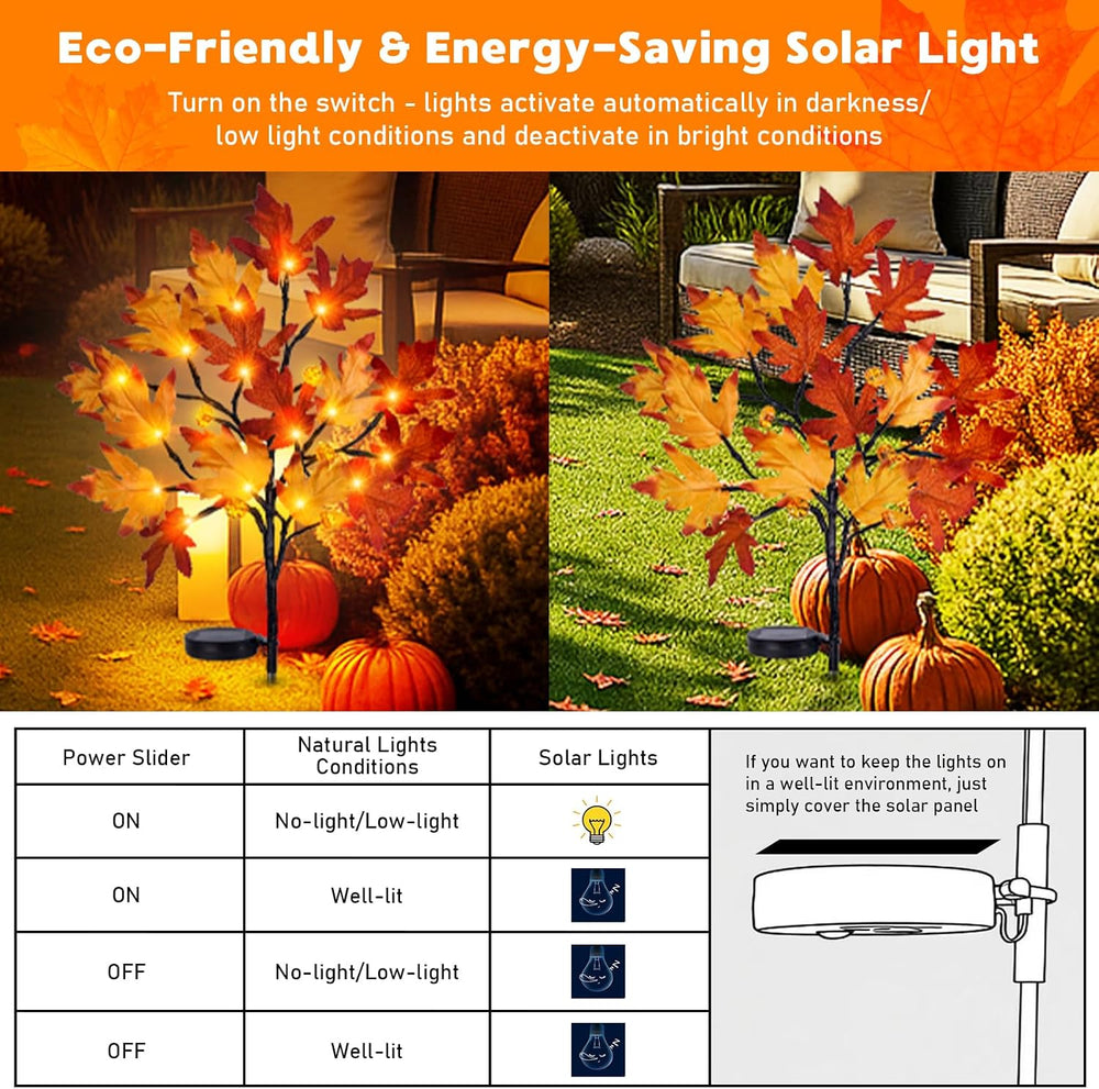 Fall Solar Pathway Lights Outdoor, Maple Leaf Stake Lights, 4PACK
