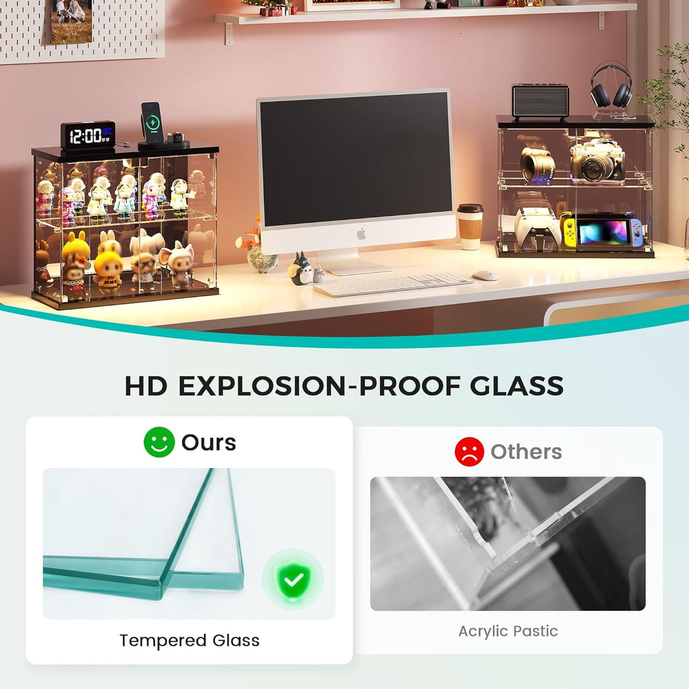 Dystler Lighted Clear Glass Display Case - for Figures & Collectibles, Sm...