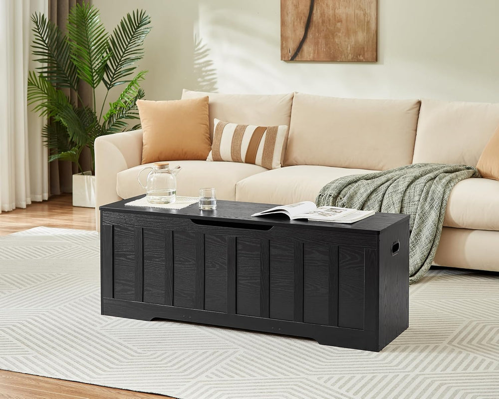 VANKILEY 51.2" Storage Chest Extra Large,Wooden Storage Bench,Black | Ch...