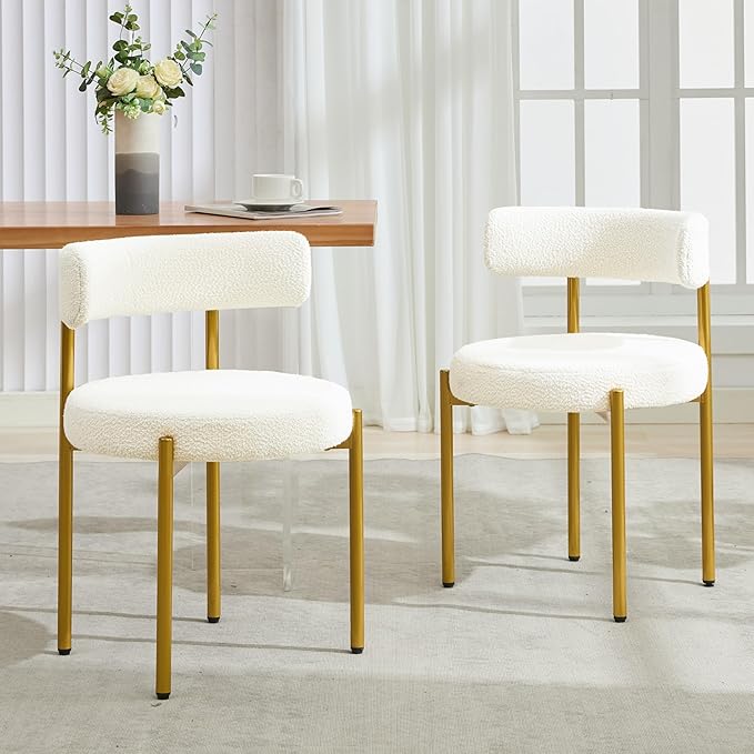 Boucle Dining Chairs Set of 4, Mid Century Modern Dining Room Chairs with Bar...