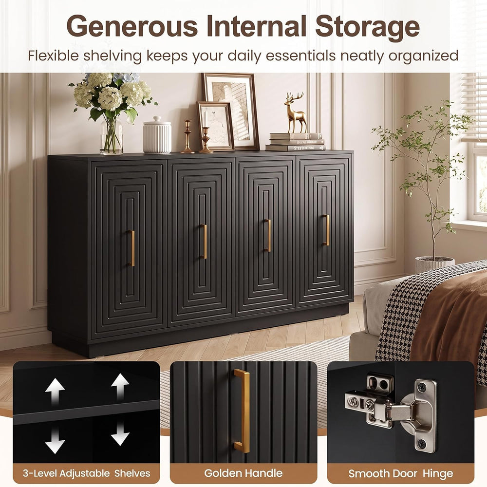 RoyalCraft Buffet Cabinet with Storage, Modern Fluted Sideboard