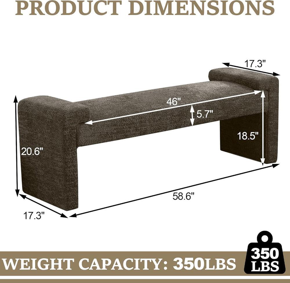 WUTUTUEE 58.7" End of Bed Bench Upholstered Modern Bedroom Bench for Liv...