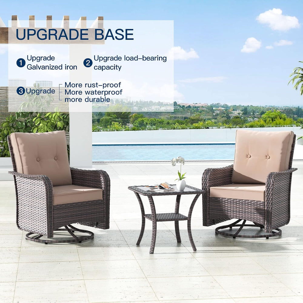 Kullavik 10 Piece Outdoor Patio Furniture Set with Fire Pit & Swivel Chairs