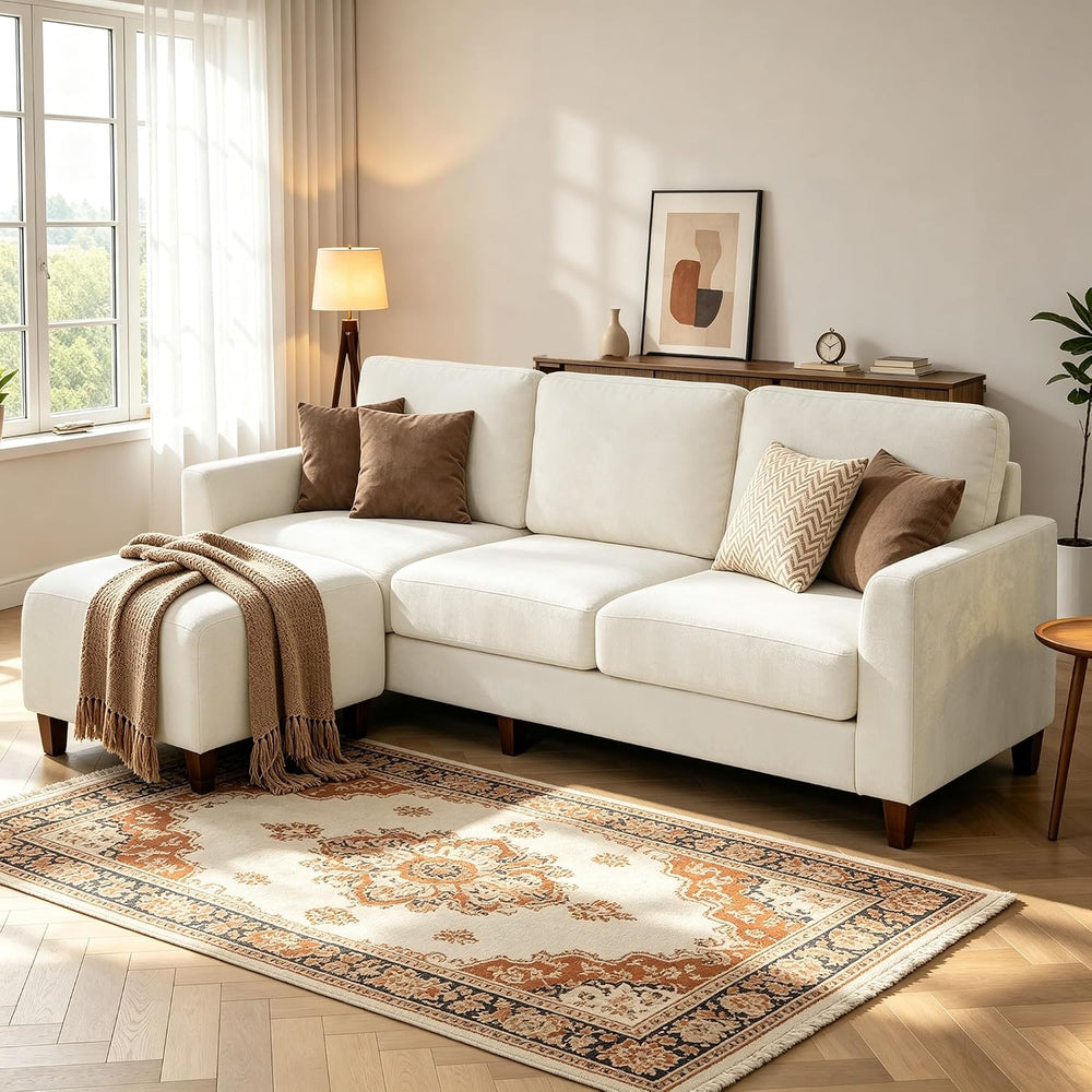 L Shaped Sectional Couch for Living Room, Modular Small Sofa with Ottoman | 9...