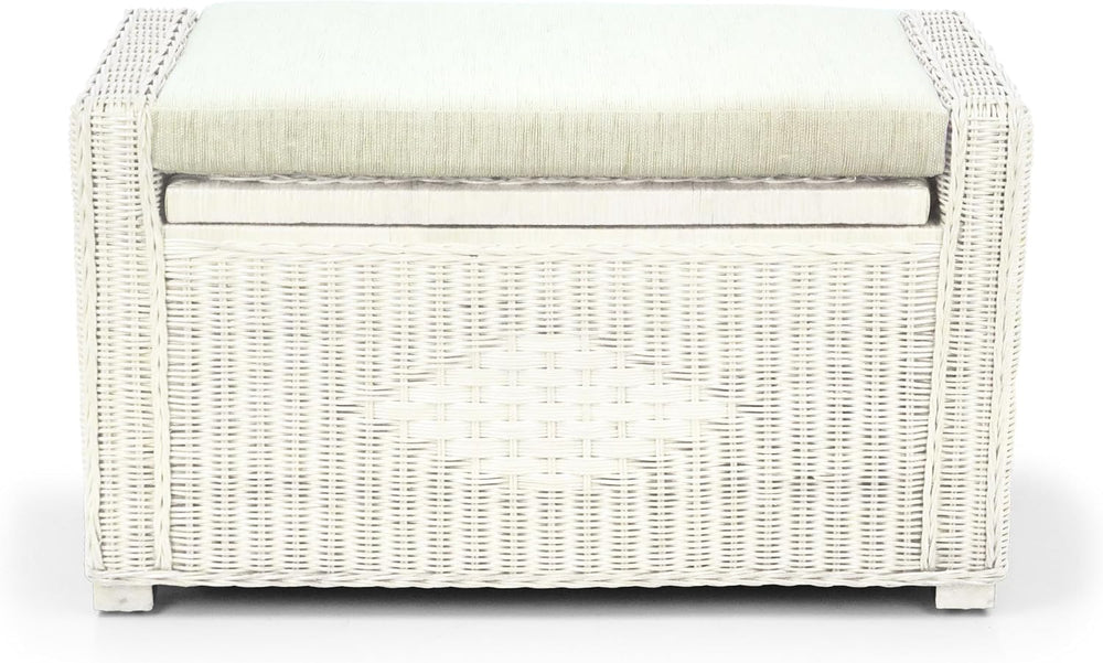 Bruno Handmade 32 Inch Rattan Wicker Chest Storage Trunk Organizer Ottoman W/...
