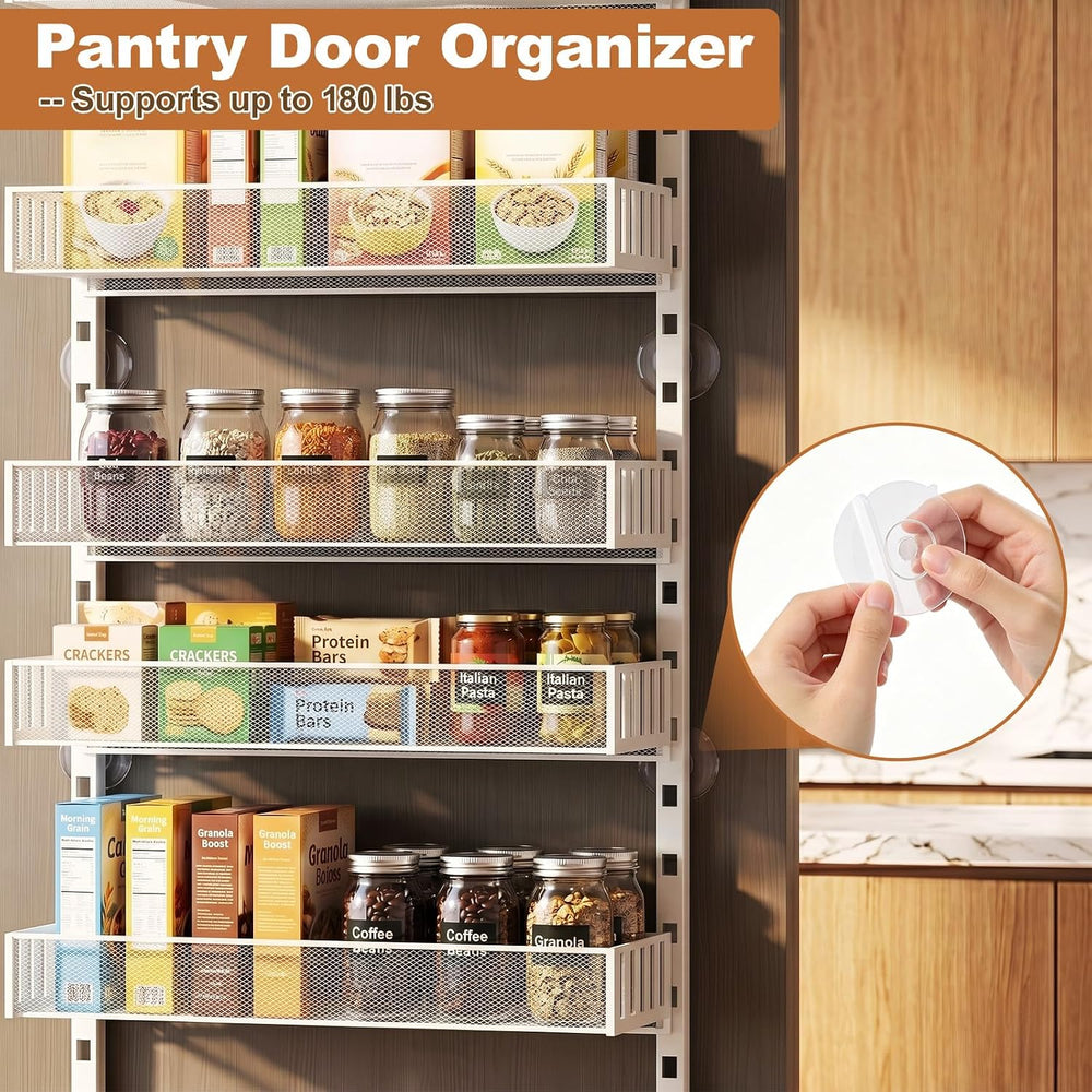 Over the Door Pantry Organizer, 8-Tier Heavy-Duty Door Spice Rack with Mesh B...