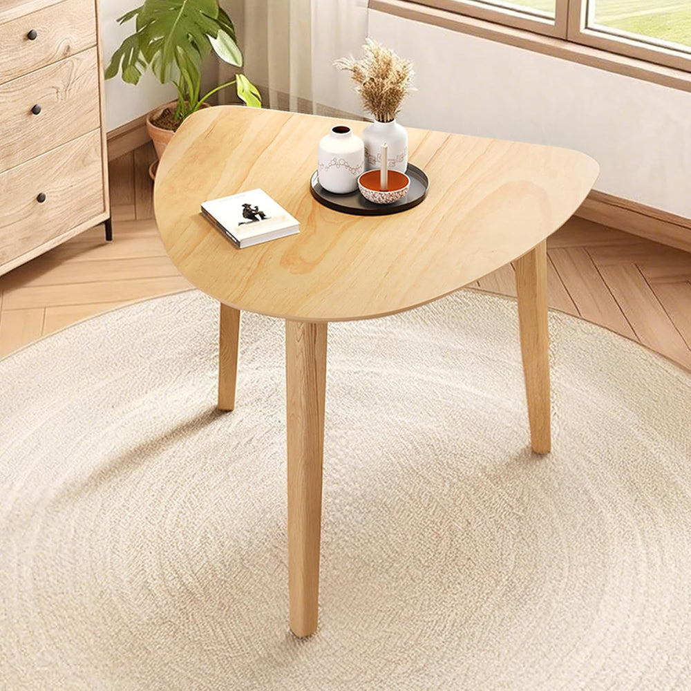 Triangular Wood Table - 35.91" Modern Space-Saving Geometric Side Table ...