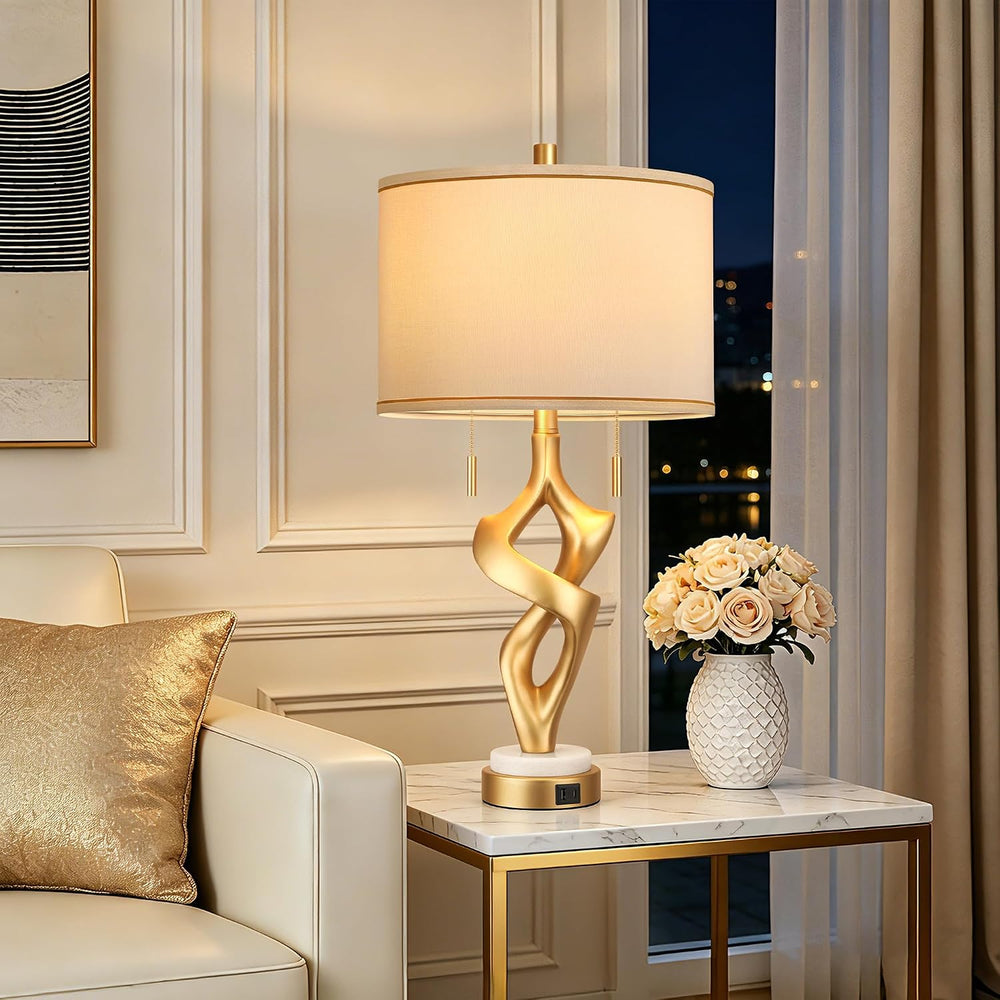 ROTTOGOON Gold Table Lamps for Living Room Set of 2, Modern Nightstand Lamps ...